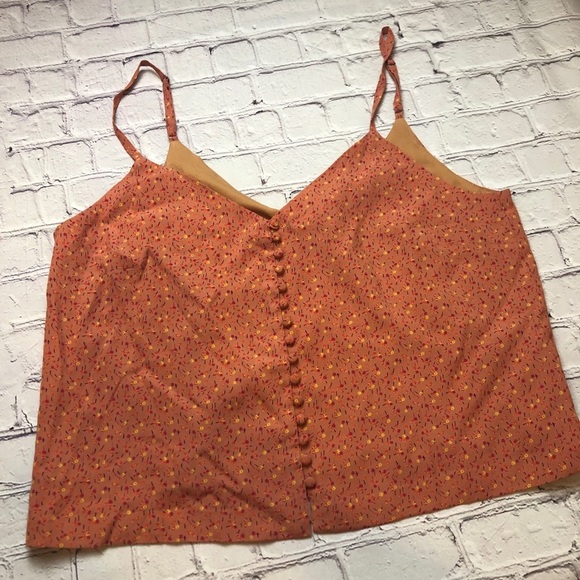 💐Madewell button cami Playground Posies spaghetti strap tank size 12 NEW - Picture 2 of 8